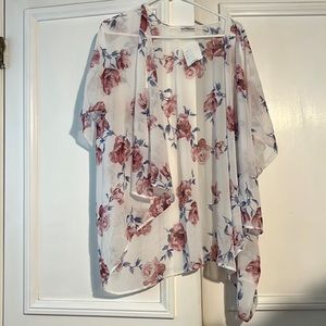 Brand New Floral Short Sleeve Sheer Cardigan Medium